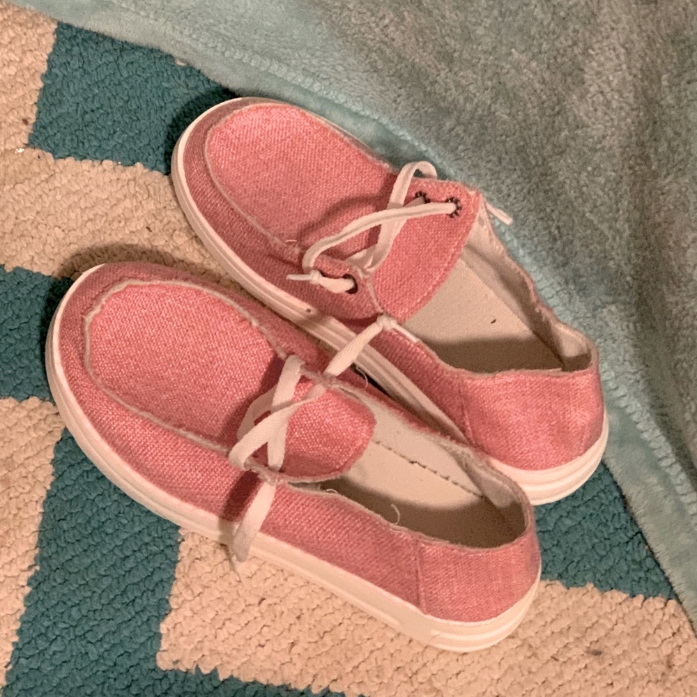 Pink Lace Up Loafers